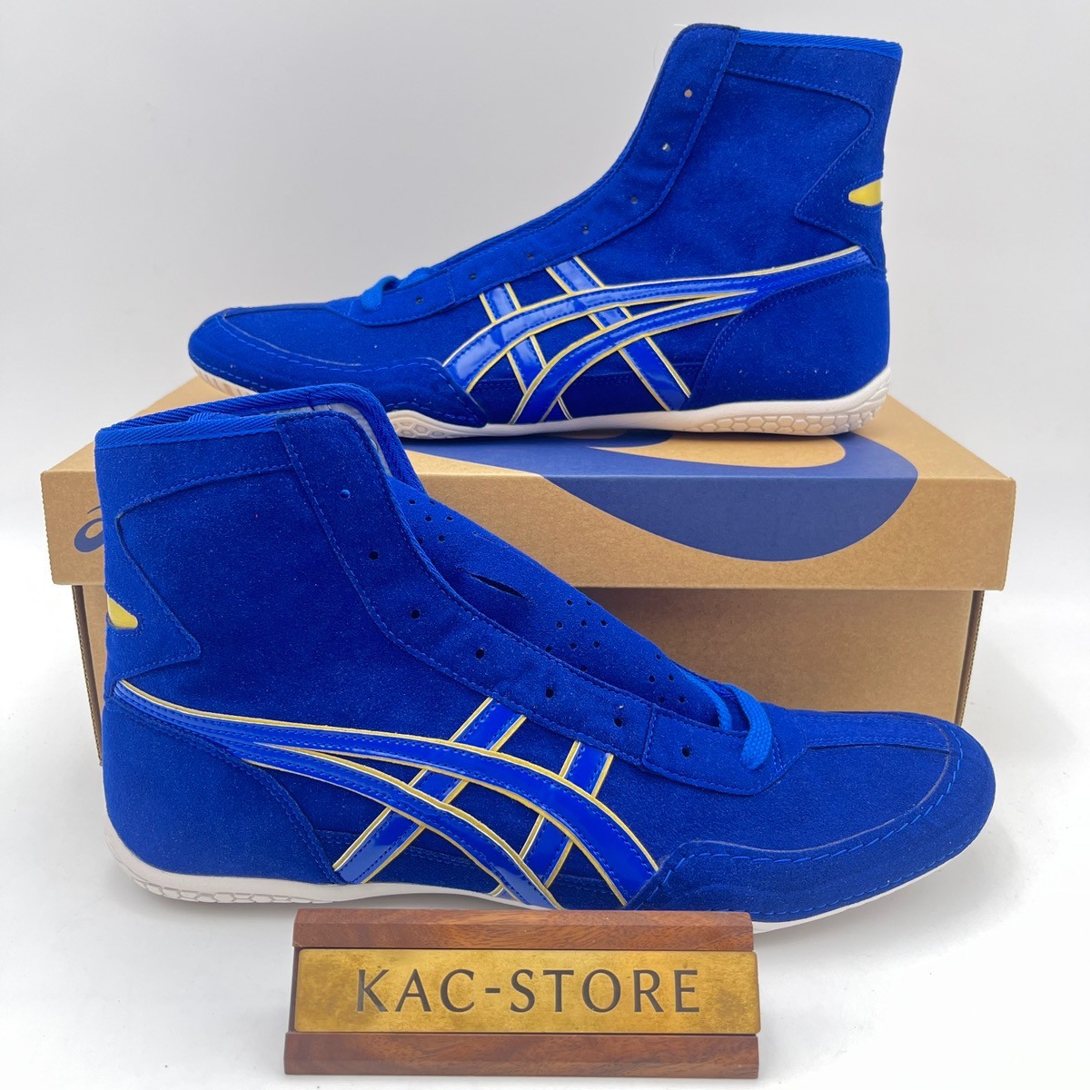 asics 1083A001 Boxing Wrestling Shoes Blue Blue Line Gold EX-EO