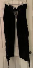 Vintage Whitman Black Suede Leather Chaps Western Rodeo Size Medium Made in USA