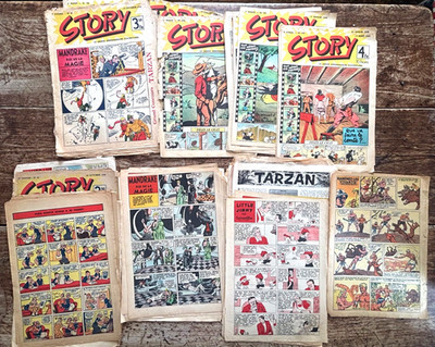 70 x Golden Age French Comic Clippings/STORY 1949/Popeye/Mandrake/Flash Gordon