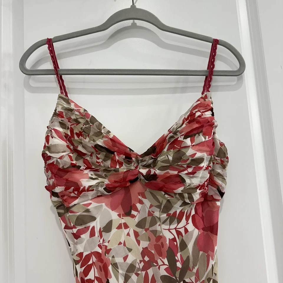 Vestido de hadas floral forro de seda sangría vintage Y2K para mujer talla 10 Foto 4 de 4