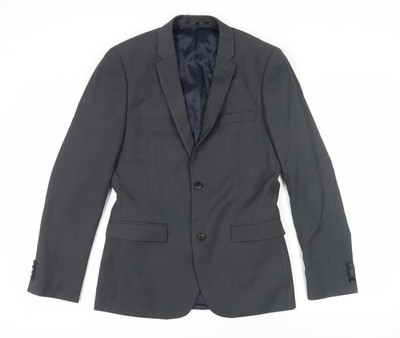 Topman Herren Blazer schwarz, UK 36 M, Regular Fit