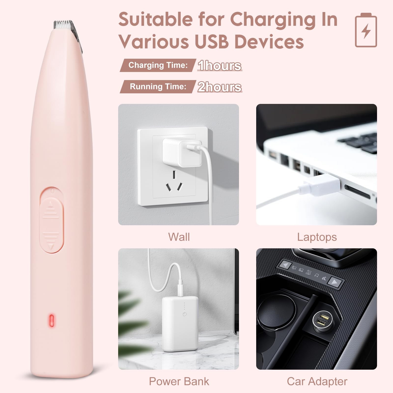 Rechargeable Dog Clipper Paw Trimmer for Dog Cat Hair Around Paws Eyes Ears