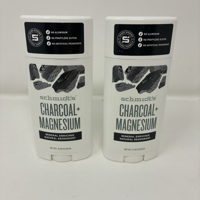 Schmidt s CHARCOAL +MAGNESIUM Natural Deodorant Lot Of 2 RARE 3.25 oz NO BOX