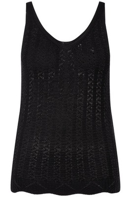 Ulla Popken große Größen Pullover 42+ schwarz Häkeltop V Ausschnitt ärmellos