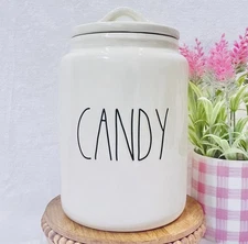 Rae Dunn by Magenta CANDY Canister Jar with Lid in White 8.5” Tall BRAND NEW