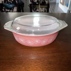 READ Pyrex Vintage Pink Daisy 043 Oval Casserole w/ Lid 2.5 Quart Rare READ!