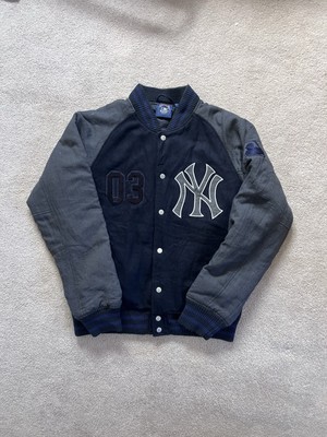 NY Yankees Vintage 90s Athletic Jacket Blue Satin Bomber Style Varsity Jacket