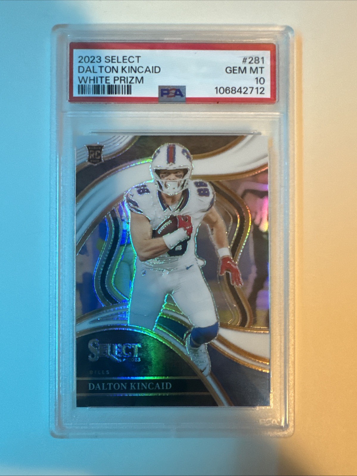 DALTON KINCAID 2023 SELECT CLUB LEVEL ROOKIE WHITE RC /35 PSA 10 Buffalo Bills