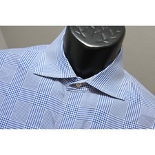 Brooks Brothers Dress Shirt Mens Large 16 34/35 Blue Glen Plaid Regent Excellent