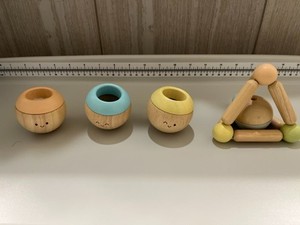 PlanToys Wooden Sensory Tumbling & Wooden Clutching Triangle Baby Toy