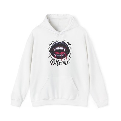 Halloween ''Bite Me'' Vampire Lips Hoodie Spooky Graphic Tee Gothic Shirt S-5XL
