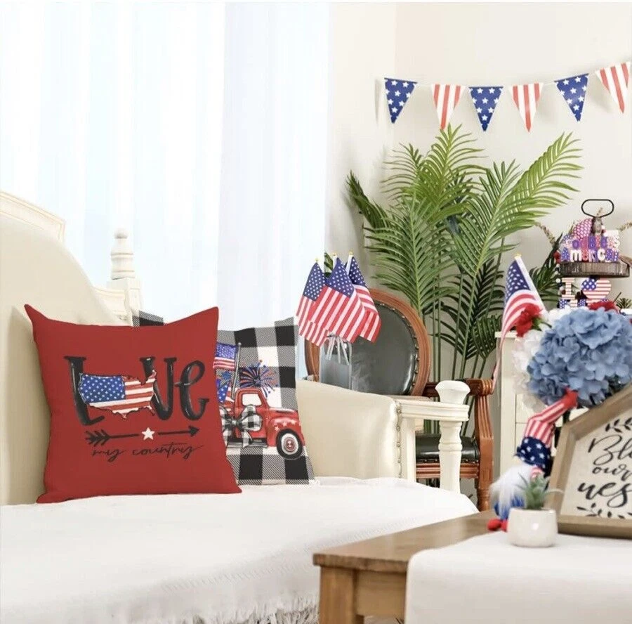 4 июля наволочки Buffalo клетку День независимости 16 «x 16» патриотический новый!! - Изображение 4 из 4