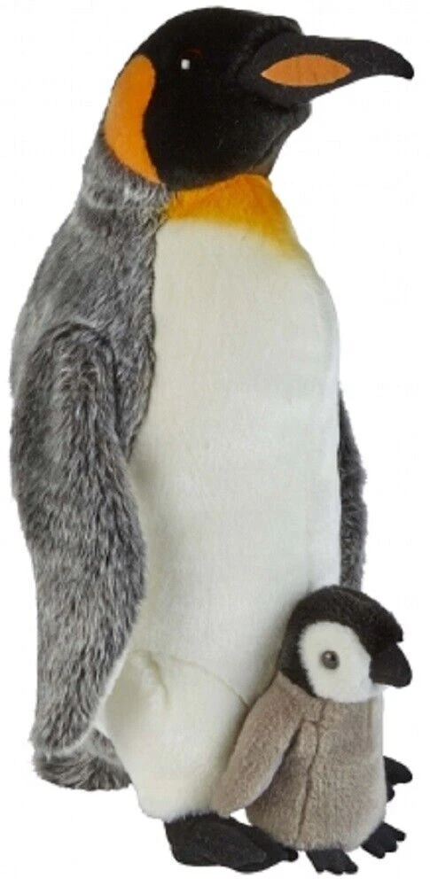 RAVENSDEN SOFT TOY KING PENGUIN WITH CHICK 50CM FRS006PK LARGE CUTE BABY ADULT