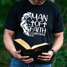 Man Of Faith Christian T Shirt, Jesus Shirt, Bilical, Church, Unisex S-2XL