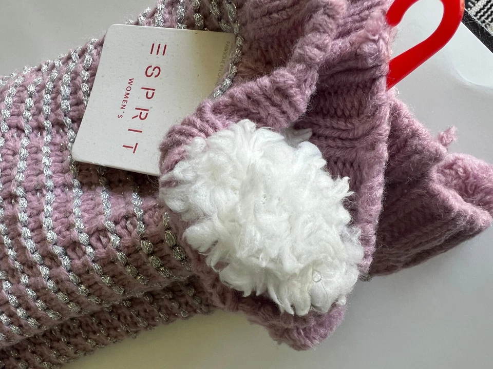 Esprit Calcetines Zapatilla Malva y Metálicos Plateados M/L Empuñaduras Antideslizantes *NUEVOS CON ETIQUETAS* BONITOS Foto 3 de 4