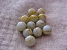 Marbles Yellow Olive Green White Swirl Lot of 12 Vintage