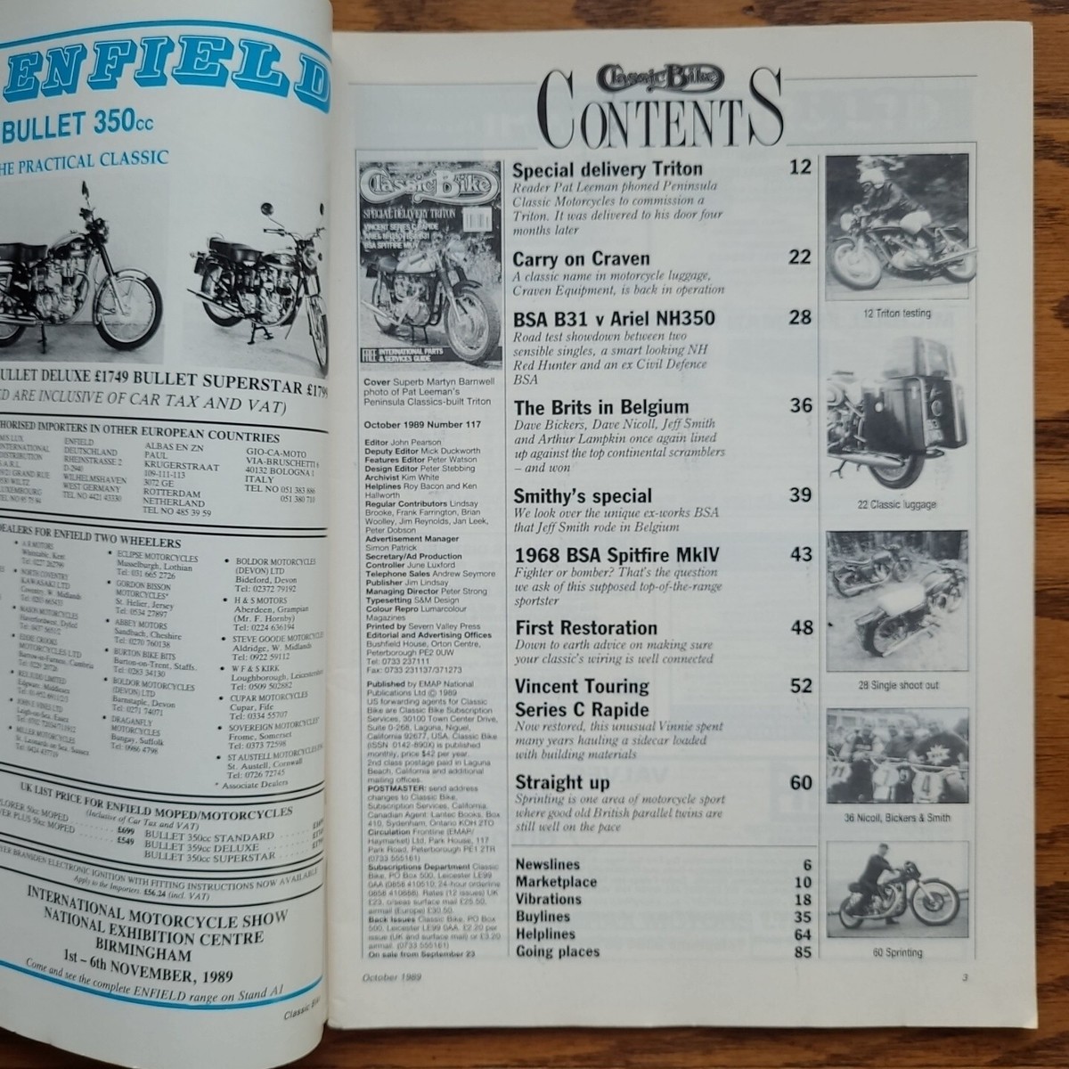 Classic Bike Magazine October 1989 Vincent Series C Raptide Ariel