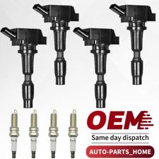 4X OEM Ignition Coil & 4X Iridium Spark Plugs For Hyundai Kia 2.0L 2.4L L4 UF764