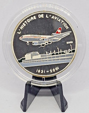 Silver Coin: 2002 Chad 1000 Francs Proof -DC-10 Landing- 15g Fine Silver .985