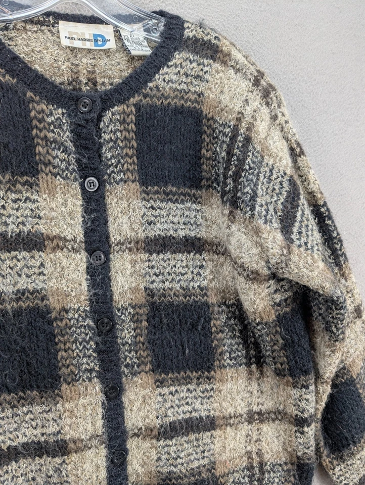 Cárdigan suéter vintage Paul Harris Mohair para mujer tartán a cuadros grunge talla S Foto 3 de 4