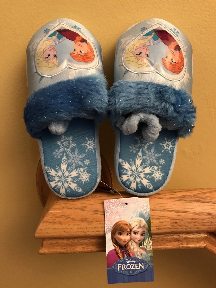 Disney Frozen Anna And Elsa Blue Toddler Slippers XL 11/12
