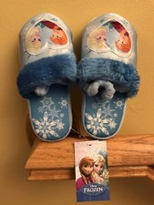 Disney Frozen Anna And Elsa Blue Toddler Slippers M 7/8