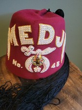 Vintage Shriners Fez Hat With Tassel, No.45, Medji, Masonic