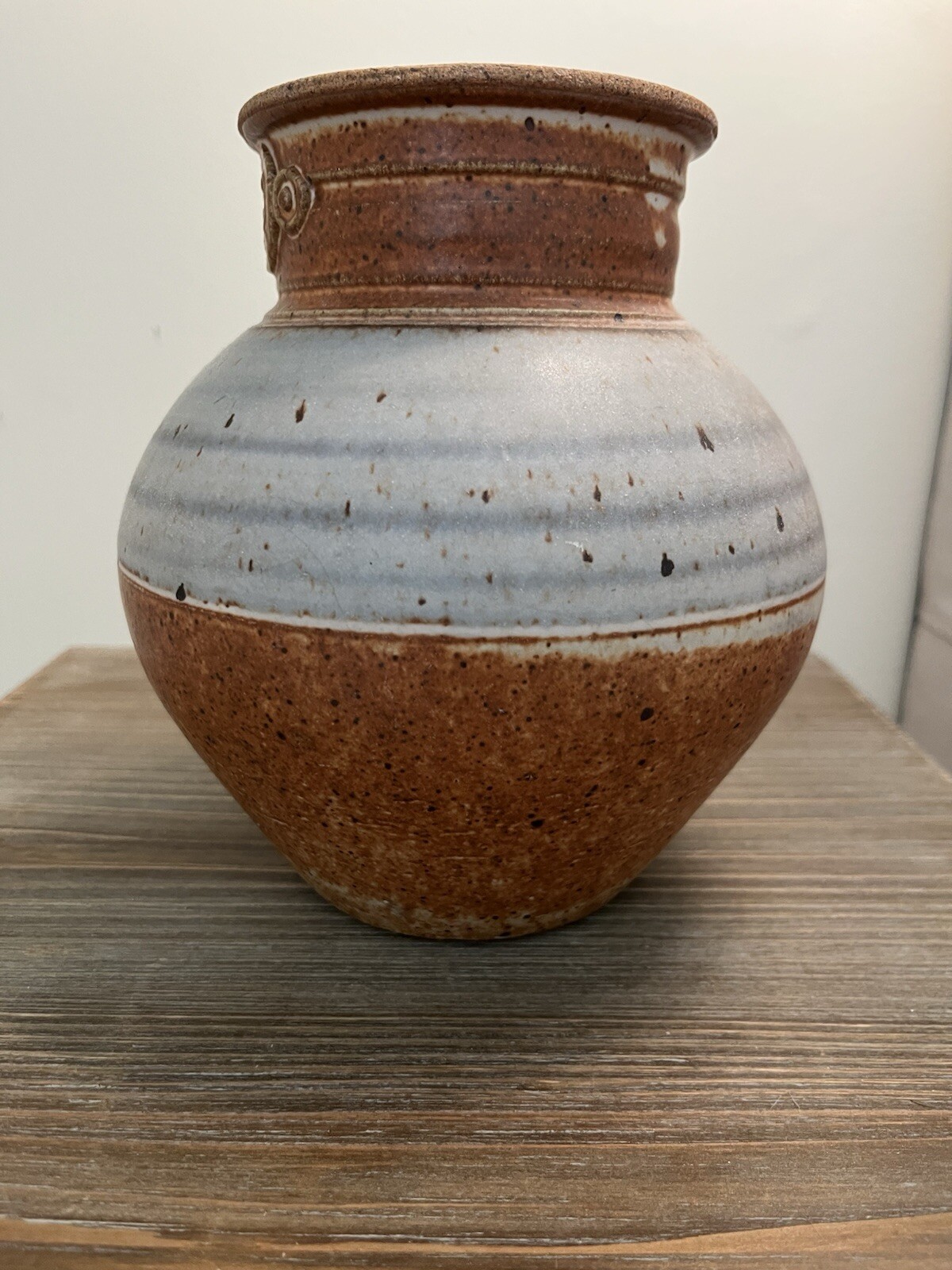 Vintage 1979 Stoneware Art Pottery Vase Mid Century Modern Signed