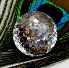 50 Ct Natural Precious Combodian White Huge Zircon Round Cut Loose Gemstone