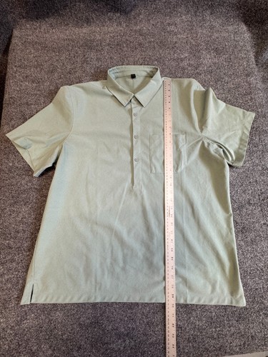 Lululemon Seersucker Camicia Popover Uomo 2XL Verde Chiaro Manica Corta Tasca - Foto 3 di 7