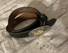 Nocon Black Leather Belt - Rodeo Buckle - Youth/Kids Size 29  
