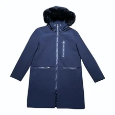 The Arrivals Halstrom Navy Blue Parka Shell Detachable Fur Trim Hood XS