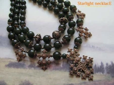 Necklace zgarda "Secret garden" from chalcedony and brass elements