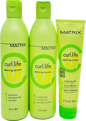 Matrix Curl.life Defining System Shampoo &Conditioner 13.5oz+Contouring Milk 5.1