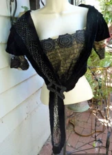 Antique French Velvet & Jet Beaded BODICE Blouse From Paris Victorian Edwardian