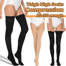 Women's Thigh High Stockings 20-30 mmHg Thigh Compression Socks Support Top Band