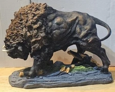 BUFFALO BISON HORNS SACRED WILD ANIMAL FIGURINE STATUE