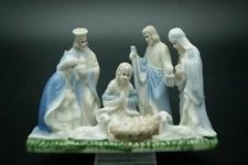 † 1950's NATIVITY SCENE DNJC BVM ENAMELED PORCELAIN FIGURE HAND PAINTED FRANCE †