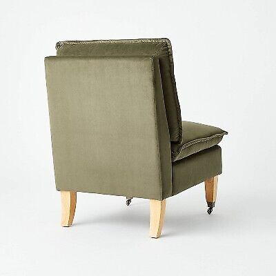 Talbert Pillow Top Slipper Chair with Casters Olive Green Velvet (KD) -  Threshold™ designed with Studio McGee