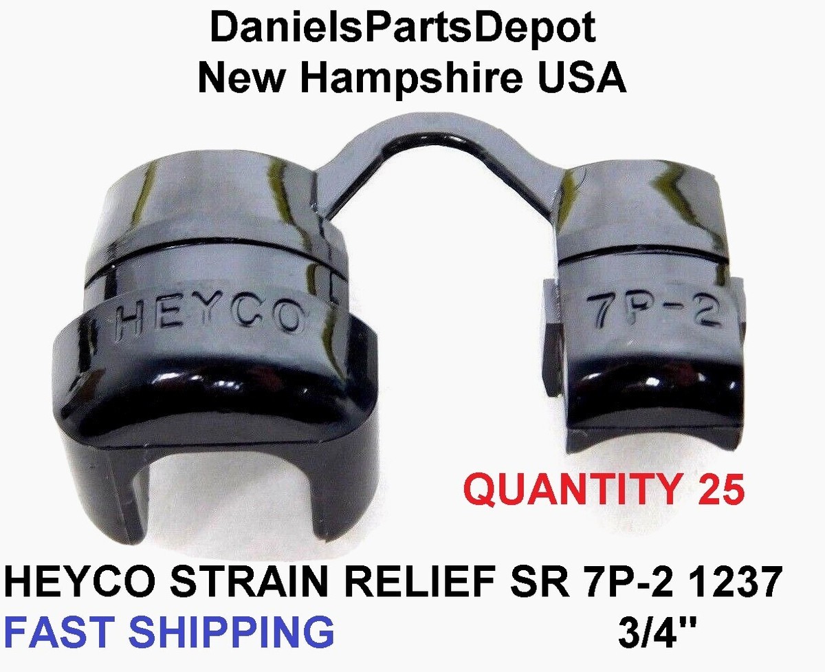 QTY 25 HEYCO 3/4 HOLE ROUND 14-18 AWG 1237 CABLE SR 7P-2 STRAIN