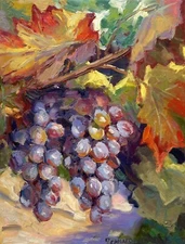 Grapes painting IMPRESSIONISM Original Oil on canvas by E. Chernyakovsky