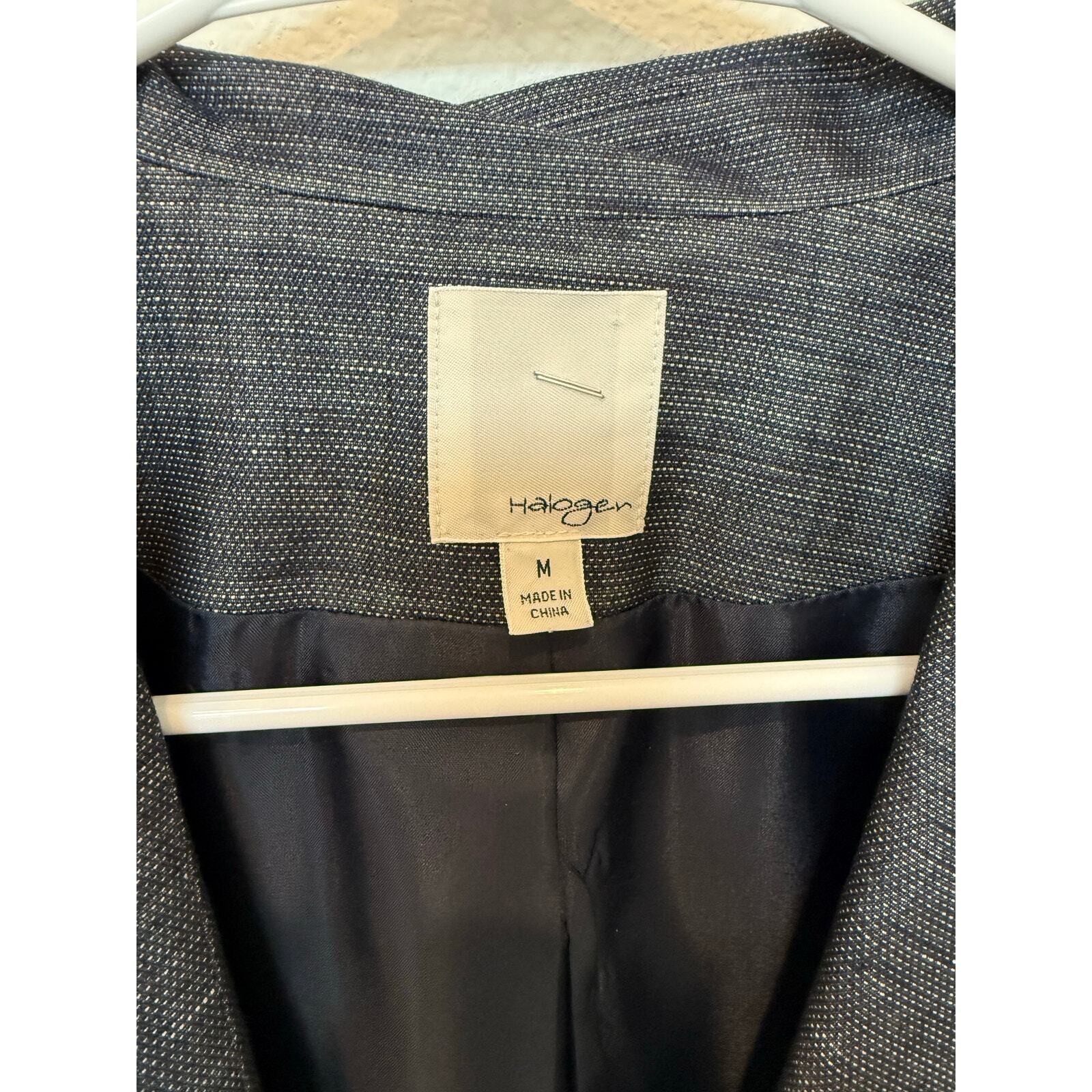 Halogen 2 Button Blazer Gray Pockets Medium Linen… - image 4