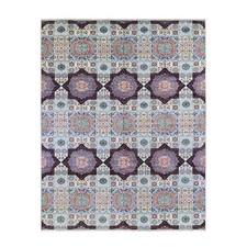 10' x 13'9" Blue Hand Knotted Mamluk Repetitive Design Wool Oriental Rug R66999