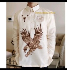 Barong Tagalog For Men size LARGE Beige with Philippine eagle