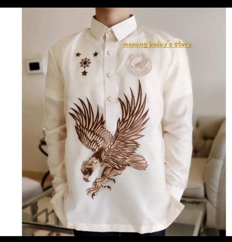 Barong Tagalog para hombre (talla GRANDE) beige con águila filipina - Imagen 1 de 3
