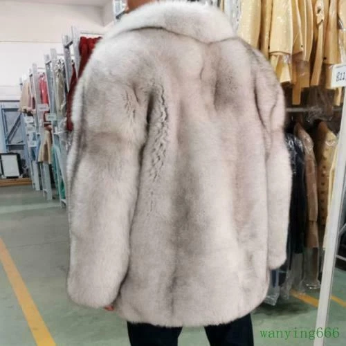 男式人造狐狸毛皮大衣温暖冬季加厚毛茸大衣夹克长袖 TUI- - Picture 9 of 16