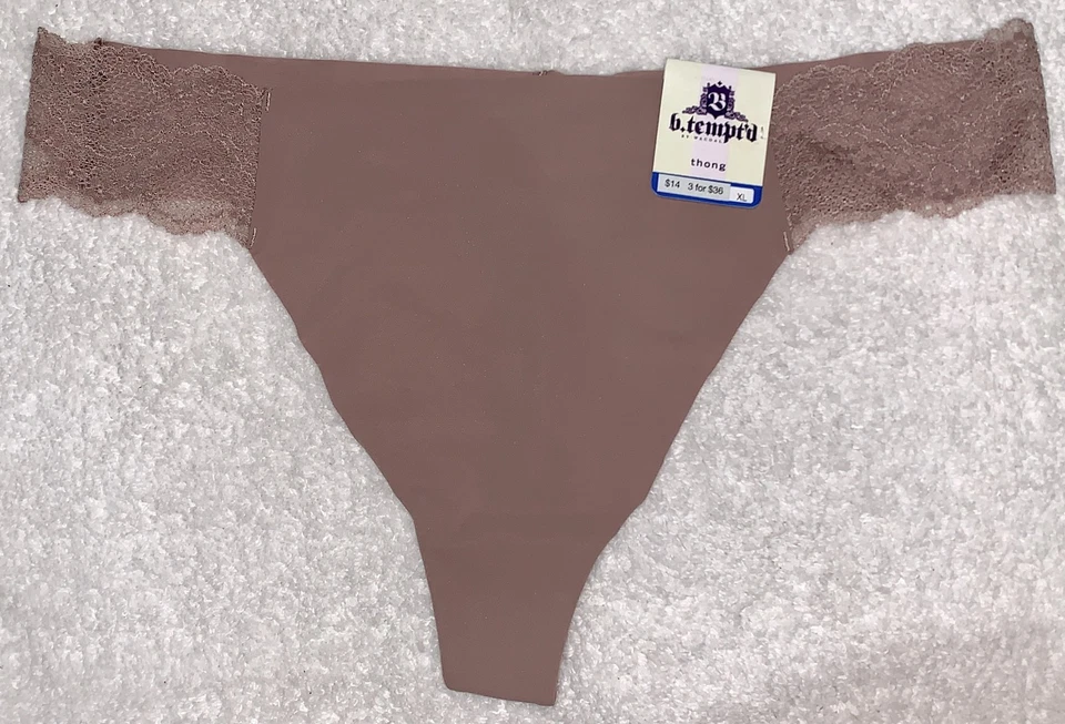 Tanga braguita b.tempt'd by Wacoal b.bare vieira laterales cuerno topo para mujer XL Foto 3 de 4