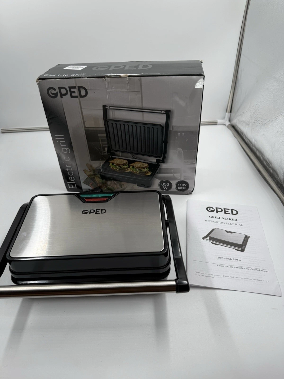 Panini Press Sandwich Maker, 2 Slice Stainless Steel Panini Press Grill, Non-Sti