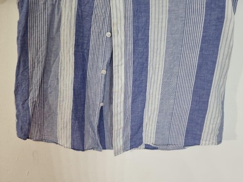 ATLANTIC BAY Men's Short Sleeve Dress Up Casual Shirt Blue Mix Large - 第 5/11 張圖片
