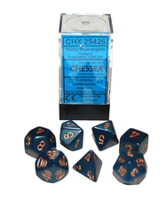 Chessex CHX25426 Dusty Blue Gold Opaque Polyhedral 7-Die Dice Game Set